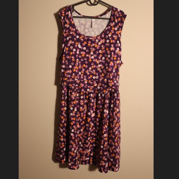 Latched Mama tank nursing desss, purple dress with pink orange circles, 4X NWT - Picture 2 of 11
